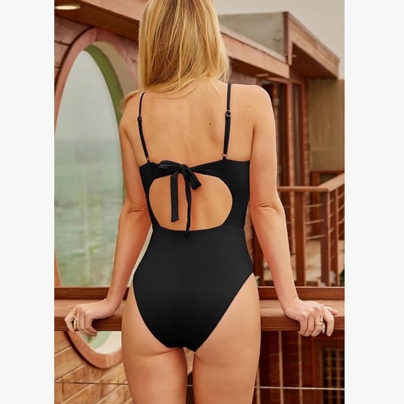 NWT BECCA  Santorini Black One-Piece Swimsuit Size Medium - Picture 3 of 8